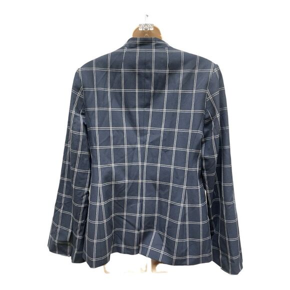 Banana Republic NWOT Blue Window Pane Print Flare Sleeve Washable Blazer Size 8 - Picture 8 of 9